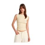 Dilvin Büzgülü Basic T-shirt Açık Sarı, 40, 101A21054, Açık Sarı, Kadın