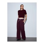 Dilvin Çift Belli Geniş Pantolon, 40, 101A72240, Bordo, Kadın