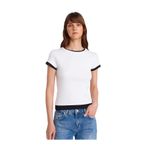 Dilvin Çift Görünümlü Pamuk T-Shirt, 36, 101A31859, Beyaz, Kadın