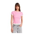 Dilvin Çift Görünümlü Pamuk T-Shirt, 36, 101A31859, Pembe, Kadın