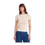 Dilvin Çift Görünümlü Pamuk T-shirt, 36, 101A31859, Taş, Kadın