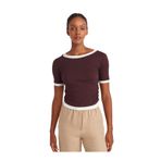 Dilvin Çift Katlı Büzgülü T-shirt, 36, 101A31942, Kahve, Kadın