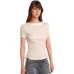 Dilvin Çift Katlı Büzgülü T-shirt, 38, 101A31816, Bej, Kadın