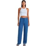 Dilvin Çizgili Lyocell Denim Pantolon, 38, 101A72022, Lacivert, Kadın