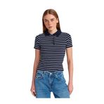 Dilvin Çizgili Polo Yaka T-shirt, 36, 101A31464, Lacivert, Kadın
