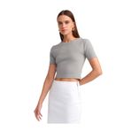 Dilvin Crop T-shirt, 36, 101A30124, Gri, Kadın