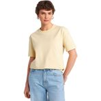Dilvin Dekoratif Dikişli Bisiklet Yaka T-shirt, 40, 101A30312, Açık Sarı, Kadın
