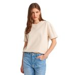 Dilvin Dekoratif Dikişli Bisiklet Yaka T-shirt, 40, 101A30312, Taş, Kadın