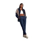 Dilvin Duble Paça Kemerli Denim Pantolon, 34, 101A71724, Lacivert, Kadın