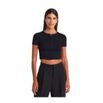 Dilvin Düğme Detaylı Crop Top Bluz, 36, 101A31647, Siyah, Kadın