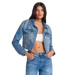Dilvin Fleto Cepli Crop Denim Ceket, 36, 101A65366, Mavi, Kadın
