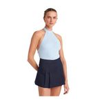 Dilvin Halter Bağlamalı Yaka Fitilli Triko Bluz, Standart, 101A10798, Mavi, Kadın