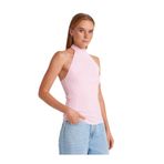 Dilvin Halter Bağlamalı Yaka Fitilli Triko Bluz, Standart, 101A10798, Pembe, Kadın