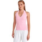 Dilvin Halter V Yaka Basic Bluz, Standart, 101A10794, Pembe, Kadın