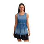 Dilvin İnce Kemerli Denim Bluz, 34, 101A50729, Mavi, Kadın