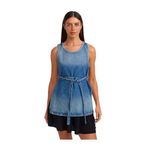 Dilvin İnce Kemerli Denim Bluz, 36, 101A50729, Mavi, Kadın