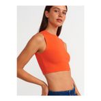 Dilvin Kadın Turuncu Kolsuz Crop Top T-shirt - 30125