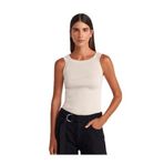 Dilvin Kare Yaka Askılı Triko Bluz, Standart, 101A10770, Taş, Kadın