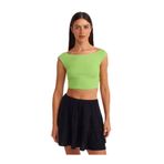Dilvin Kayık Yaka Crop Top Bluz, 36, 101A20869, Açık Yeşil, Kadın