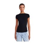 Dilvin Kayık Yaka T-shirt, 38, 101A31855, Siyah, Kadın