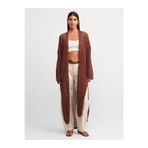 Dilvin Kimono Kol Ajurlu Triko Hırka, Standart, 101A60227, Kahve, Kadın
