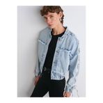 Dilvin Kolları Zımbalı Bomber Denim Mont, 36, 101A65367, Mavi, Kadın