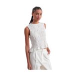 Dilvin Kolsuz Crop Bluz, 40, 101A50845, Ekru, Kadın