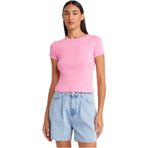 Dilvin Kontrast Kısa Kollu Pamuk T-shirt, 38, 101A31750, Pembe, Kadın