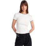 Dilvin Kontrast Kısa Kollu T-shirt, 40, 101A31750, Ekru, Kadın