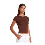 Dilvin Kontrast Kısa Kollu T-shirt Açık Kahve, 40, 101A31750, Açık Kahve, Kadın