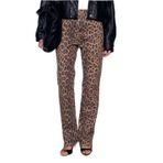 Dilvin Leopar Desenli%100 Pamuk Jean Pantolon, 36, 101A72078, Camel, Kadın