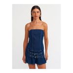 Dilvin Mini Denim Elbise, 34, 101A90543, Lacivert, Kadın