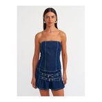Dilvin Mini Denim Elbise, 38, 101A90543, Lacivert, Kadın