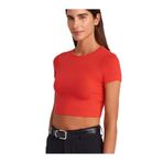 Dilvin Modal Crop Top T-Shirt, 40, 101A31104, Kırmızı, Kadın