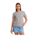 Dilvin Pamuklu Bisiklet Yaka T-shirt, 38, 101A31069, Gri, Kadın