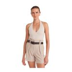 Dilvin Rengi Halter V Yaka Basic Bluz, Standart, 101A10794, Taş, Kadın
