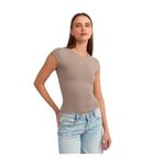 Dilvin Renk Poliamid T-shirt, 40, 101A30856, Vizon, Kadın