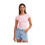 Dilvin Sırt Detaylı Soluk Efektli T-shirt, 36, 101A30419, Açık Pembe, Kadın