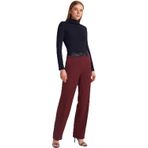 Dilvin Suni Deri Detaylı Pantolon, 36, 101A71603, Bordo, Kadın