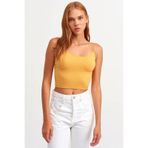 Dilvin Turuncu Lastikli Crop Top