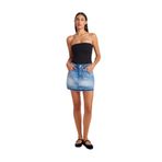 Dilvin Üç Bölümlü İzli Mini Denim Etek, 34, 101A80586, Mavi, Kadın