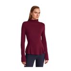 Dilvin Uzun Kollu Peplum Bluz, 36, 101A32038, Bordo, Kadın