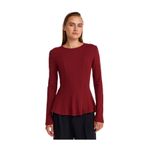 Dilvin Uzun Kollu Peplum Bluz, 36, 101A32090, Açık Bordo, Kadın