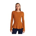 Dilvin Uzun Kollu Peplum Bluz, 38, 101A32090, Açık Kiremit, Kadın