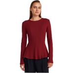 Dilvin Uzun Kollu Peplum Bluz, 38, 101A32090, Ekru, Kadın