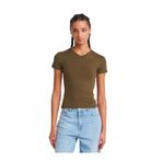 Dilvin V Yaka Basic T-shirt, 36, 101A31673, Haki, Kadın