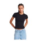 Dilvin V Yaka Basic T-Shirt, 36, 101A31673, Siyah, Kadın