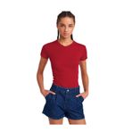 Dilvin V Yaka Basic T-shirt Koyu Kırmızı, 38, 101A31673, Koyu Kırmızı, Kadın