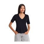 Dilvin V Yaka Kısa Kollu Basic T-shirt, 36, 101A31840, Siyah, Kadın
