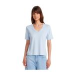 Dilvin V Yaka Kısa Kollu T-shirt, 36, 101A31840, Açık Mavi, Kadın